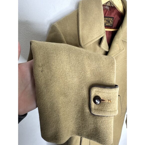 Vintage HBC The Bay 70s Wool Car Coat 42 Camel Western Yoke Made in Canada - Picture 3 of 10